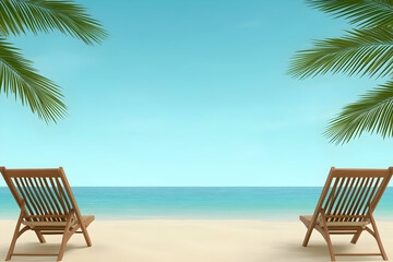 Beach Chairs Summer Ocean Illustration