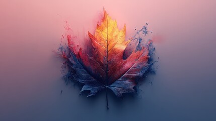 Vibrant Autumn Leaf with Abstract Swirls of Color and Texture, Perfectly Captured in a High-Quality Artistic Style for Seasonal Decor and Nature Themes