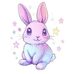 Obraz premium Pastel rabbit with stars background, for cute design use