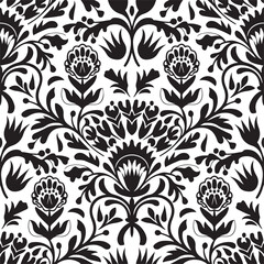 Floral seamless pattern. Flower background. Ornamental russian ethic style