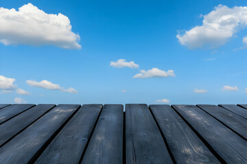 Dark Wood Deck Sky Background Illustration