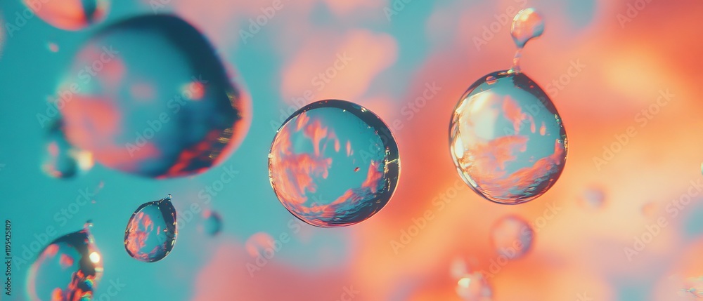 Aufkleber captivating water droplets floating against a colorful background of blurred light patterns