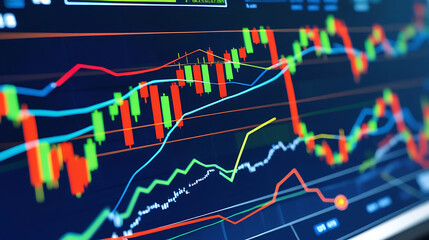 Abstract Digital Financial Chart with Dynamic Data Trends