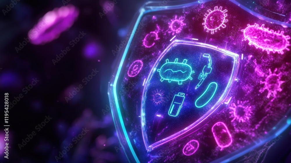 Leinwandbilder shield designed to deflect and protect against harmful microbes in a vibrant digital representation 