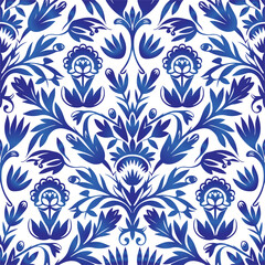 Floral seamless pattern. Flower background. Ornamental russian ethic style