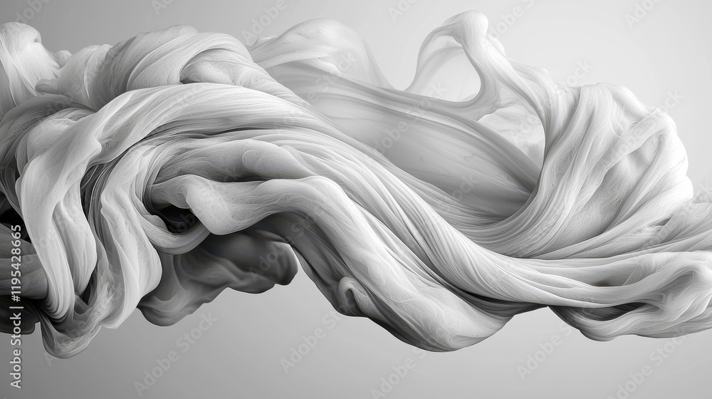 Aufkleber monochrome flowing inklike waves abstract art digital design soft gradient studio setting minimalist