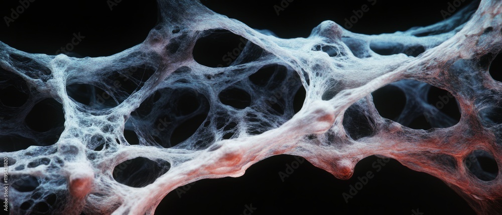 Poster Intricate network of translucent fibers illuminated with soft light highlighting the structure and depth