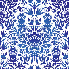 Floral seamless pattern. Flower background. Ornamental russian ethic style