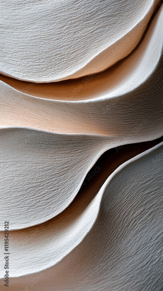 Aufkleber flowing gentle streams of warm beige and white tones in abstract texture studio setting close-up vie