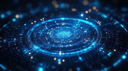 Abstract technology background with 3D elements, blue tones, futuristic theme, digital atmosphere 