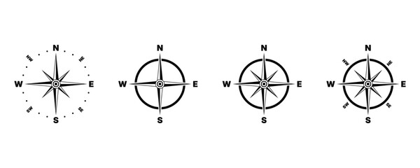 Compass icons set. Set of compass symbols on white isolate. Vector compass icons. Compass vectors © Hunter Leader