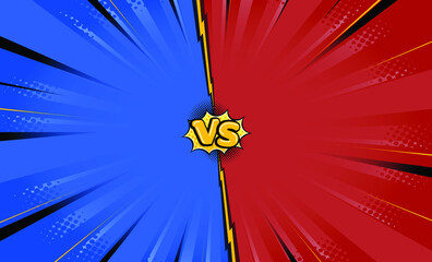 Cartoon comic background fight versus competition poster with halftone effect retro pop art style vector illustration