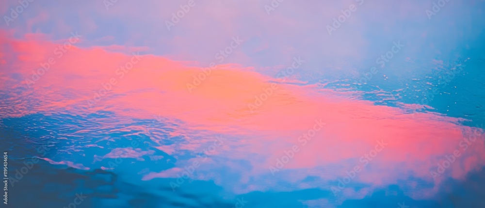 Poster colorful reflection of clouds on water at dawn creates a tranquil and serene atmosphere