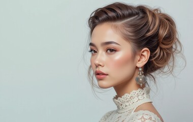 Portrait of a woman with a modern, trendy and minimalist modern hairstyle