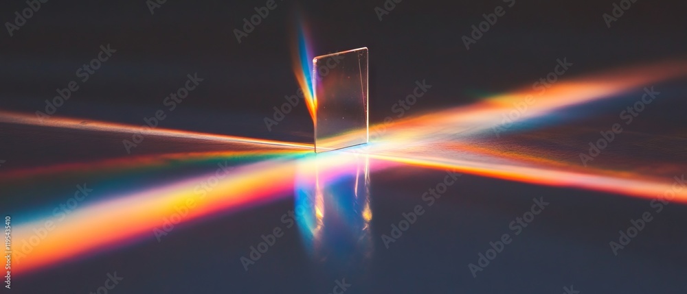 Aufkleber light refracting through a prism creating colorful spectrum patterns on a dark surface