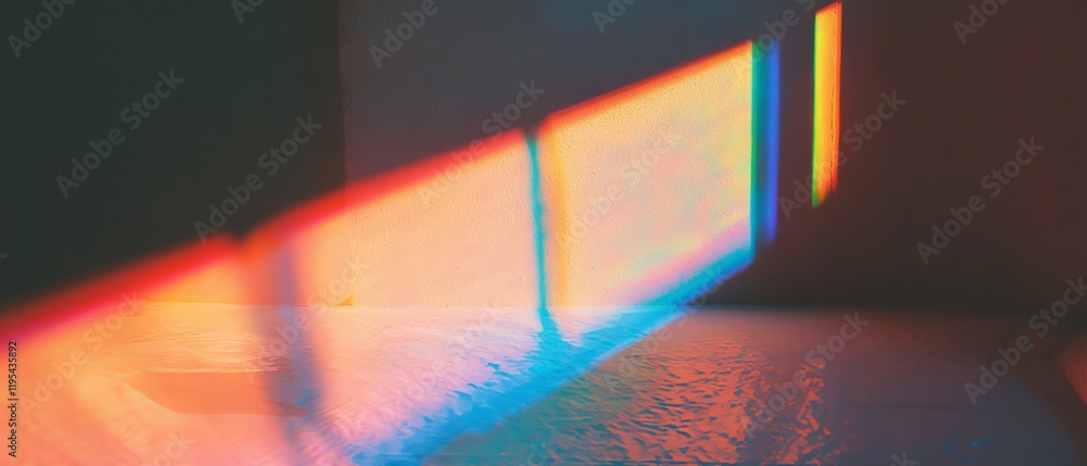 Poster light patterns created by sunlight filtering through a window onto a textured surface at midday in a