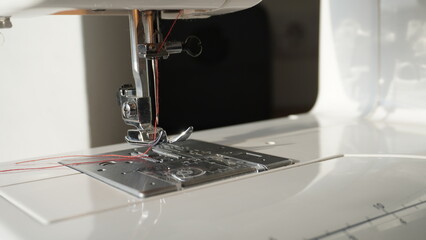 Close-up of a sewing machine foot