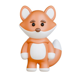 3D Orange fox with white belly and brown eyes. Suitable for wildlife websites, childrens books, nature blogs, and animalthemed designs.