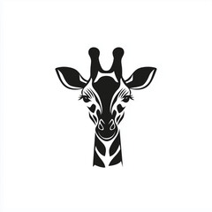 Fototapeta premium Giraffe head icon logo vector illustration, featuring bold black lines, clean shapes, and a white background, ideal for branding, tattoos, stickers, and modern minimalist designs.