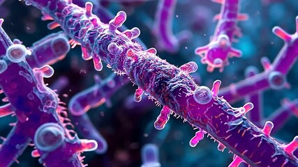 Colorful microscopic view of bacteria showcasing unique shapes.