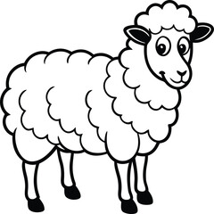 Cute Sheep vector illustration, Cute Sheep silhouette vector, Cute Sheep line art vector design