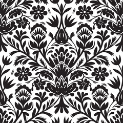 Traditional Russian vector seamless pattern in gzhel style. Can be used for banner, card, poster, invitation, label etc.