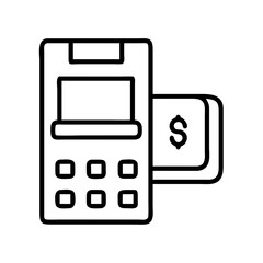 payment terminal icon, payment terminal line art - simple line art of payment terminal, perfect for payment terminal logos and icons and themed design 
