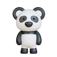 3D Cute cartoon panda suitable for childrens books, websites, and educational material. Adorable black and white fur stands out. © yogeeid