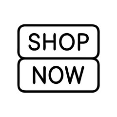 shop now button icon, shop now button line art - simple line art of shop now button, perfect for shop now button logos and icons and themed design 