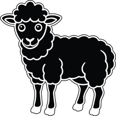 Cute Sheep vector illustration, Cute Sheep silhouette vector, Cute Sheep line art vector design