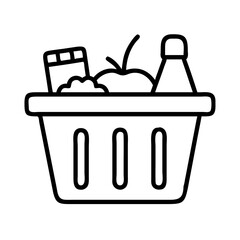 shopping basket with groceries icon