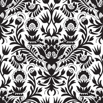 Traditional Russian vector seamless pattern in gzhel style. Can be used for banner, card, poster, invitation, label etc.