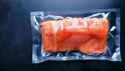 salmon fillets in a vacuum sealed package sous vide innovative culinary technique selective focus copyspace