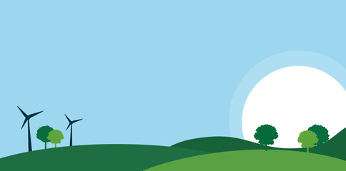 Obraz premium A world-loving event with green grass and electricity-generating turbines. 