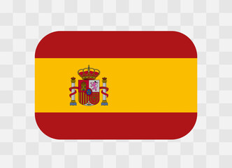 Spain flag - rounded rectangle colorful flag representing a country cultural identity and heritage. The essence of national pride and unity. Vector flag on transparent background.
