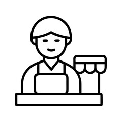 store clerk icon, store clerk line art - simple line art of store clerk, perfect for store clerk logos and icons and themed design 