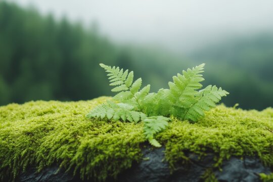 Ferns and Moss in Oregon Forest Highlighting National Oregon Day and Tranquil Nature for Earth Day and International Day of Forests