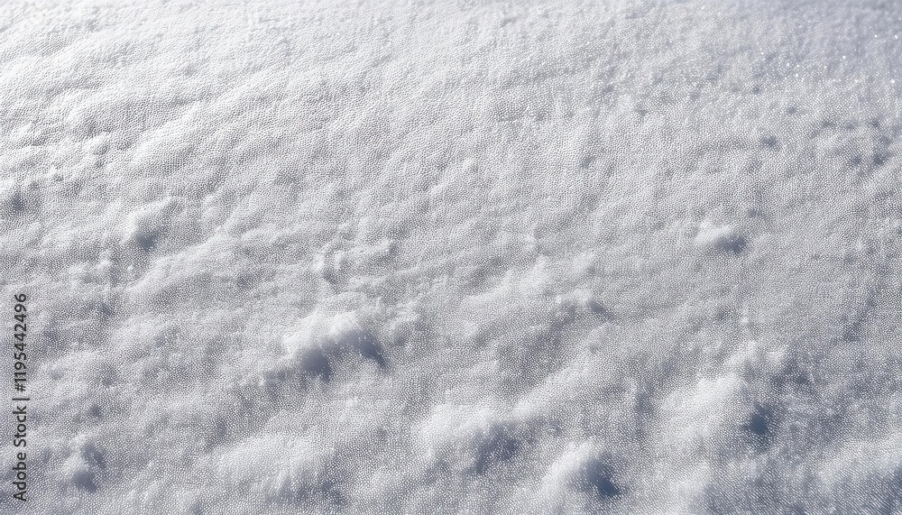 Poster close-up of pristine untouched snow texture with sparkling frost crystals under sunlight, perfect fo