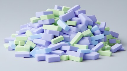 Pile of pastel-colored rectangular blocks.