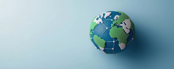Colorful globe with connected continents on a blue background