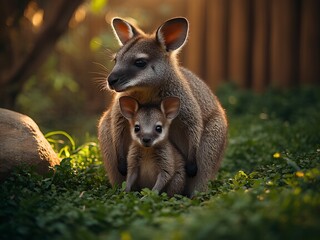 Kangaroo Joey Peeking from Pouch