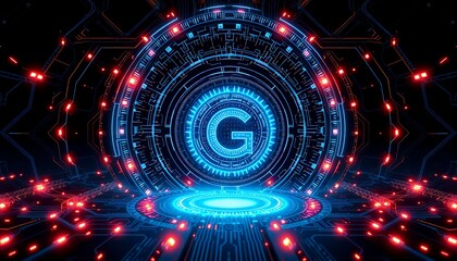 Obraz premium Futuristic Glowing Cybersecurity Backgrounds with High-Tech Circuit Designs – HD & 4K Generative AI Wallpapers, Generative AI