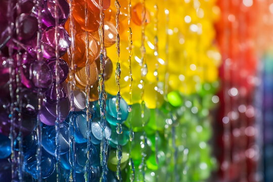 lot of row of round colorful glasses - Powered by Adobe