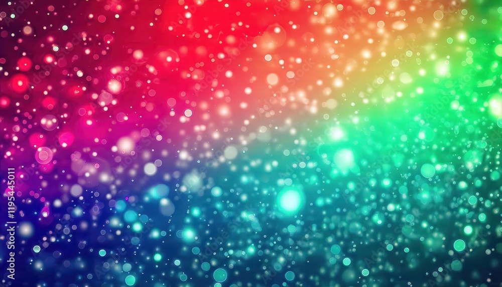 Poster vivid multicolored bokeh effect with gradient hues and sparkling light spots for vibrant background 