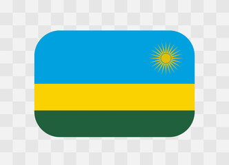 Rwanda flag - rounded rectangle colorful flag representing a country cultural identity and heritage. The essence of national pride and unity. Vector flag on transparent background.