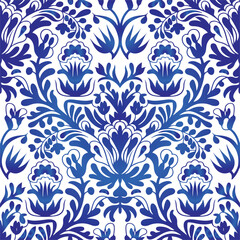 Traditional Russian vector seamless pattern in gzhel style. Can be used for banner, card, poster, invitation, label etc.