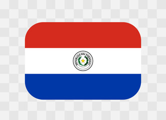 Paraguay flag - rounded rectangle colorful flag representing a country cultural identity and heritage. The essence of national pride and unity. Vector flag on transparent background.