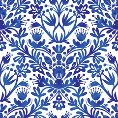 Traditional Russian vector seamless pattern in gzhel style. Can be used for banner, card, poster, invitation, label etc.