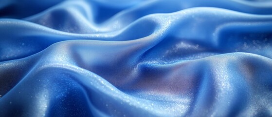 Obraz premium Celestial Elegance in Blue Silk Shimmering Fabric Waves for Luxury Fashion Design and Visual Storytelling Elevate Premium Fashion Campaigns with Textured Sophistication