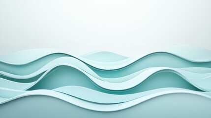 Fototapeta premium Smooth waves in soft teal tones create serene and calming atmosphere. gentle curves evoke sense of tranquility and fluidity